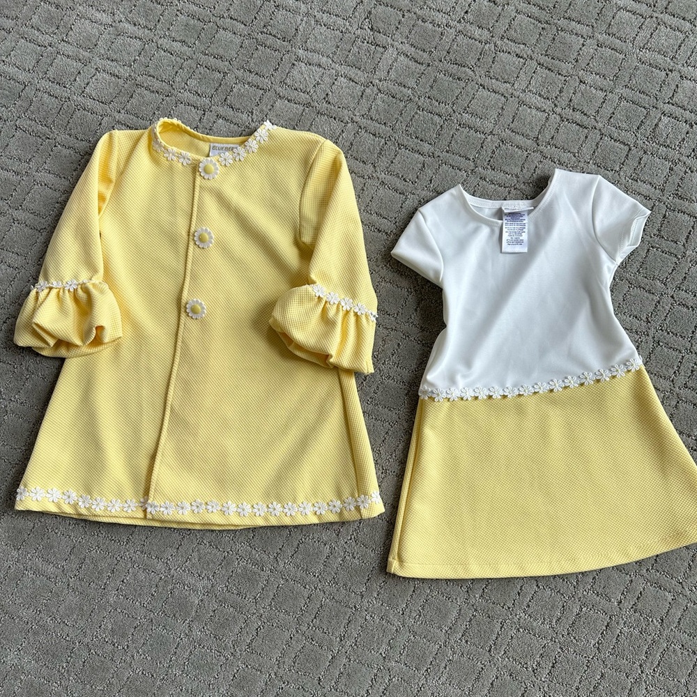 Blueberi Boulevard Kids Yellow Jacket & Dress set, perfect for Easter!